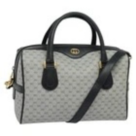GUCCI Micro GG Supreme Hand Bag PVC 2way Navy Gold 002 904 0165 Auth 136497 - Picture 1 of 16